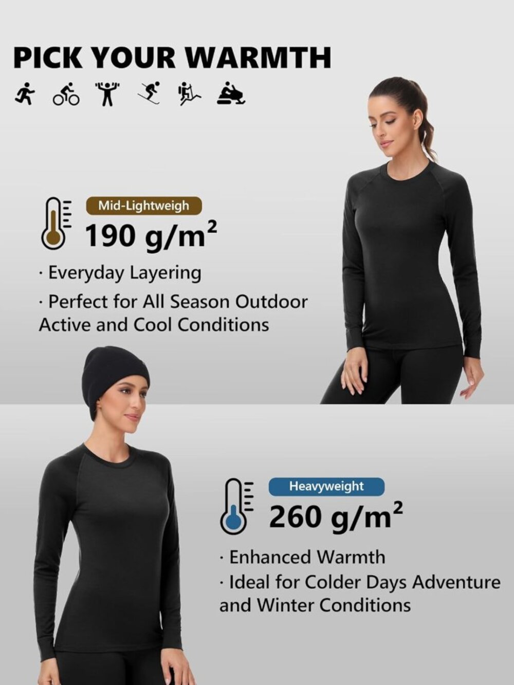 Cozy Women's 100% Merino Wool Thermal Base Layer Set for Ultimate Warmth - Picture 6 of 7